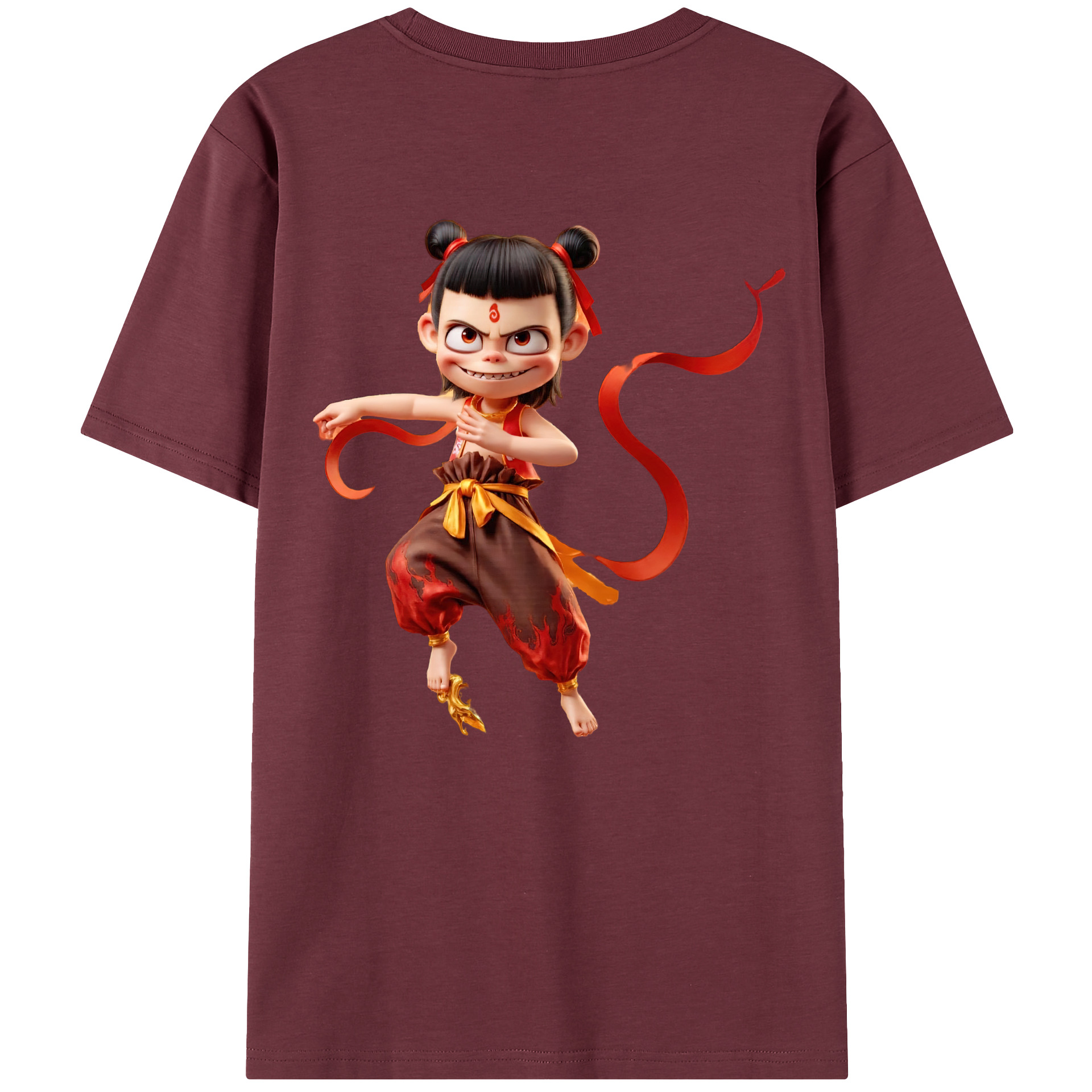 （画像用） Ne Zha 2 ナタ 魔童の大暴れ 綿100％半袖Tシャツ（背面プリント）